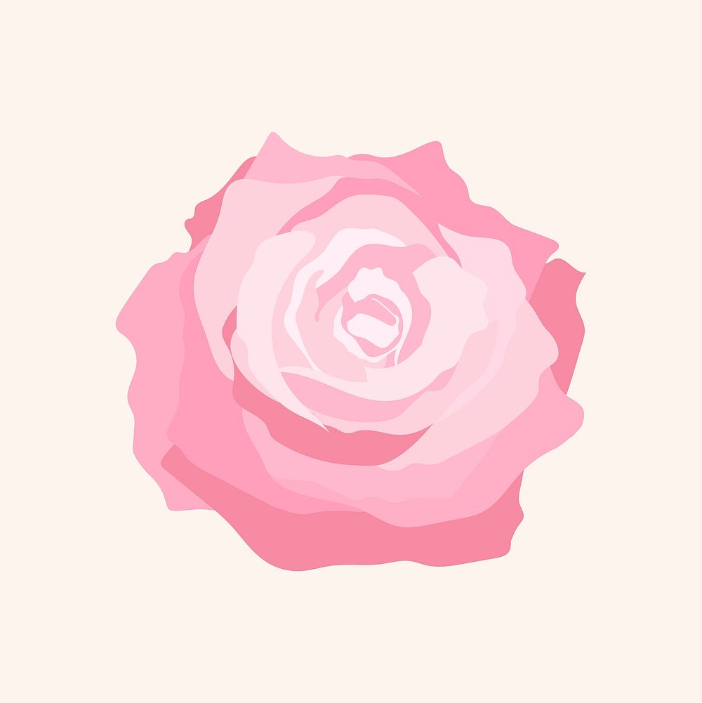 Pink rose sticker, feminine flower illustration vector