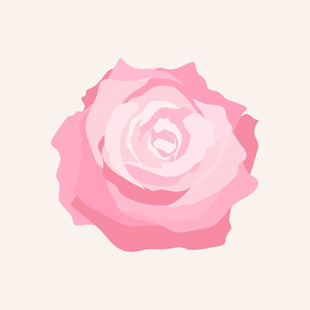 Pink rose sticker, feminine flower illustration psd