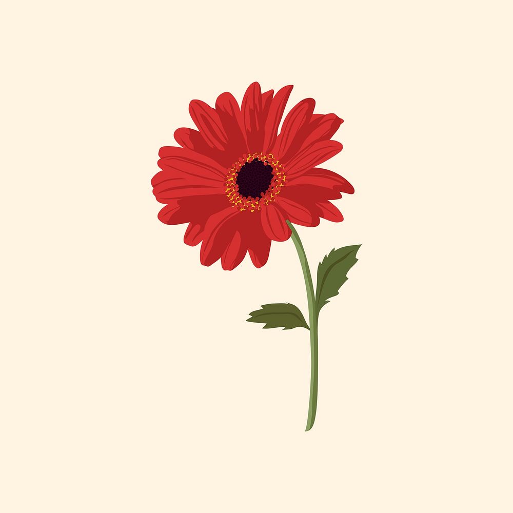 Aesthetic daisy sticker, red flower PSD Illustration rawpixel