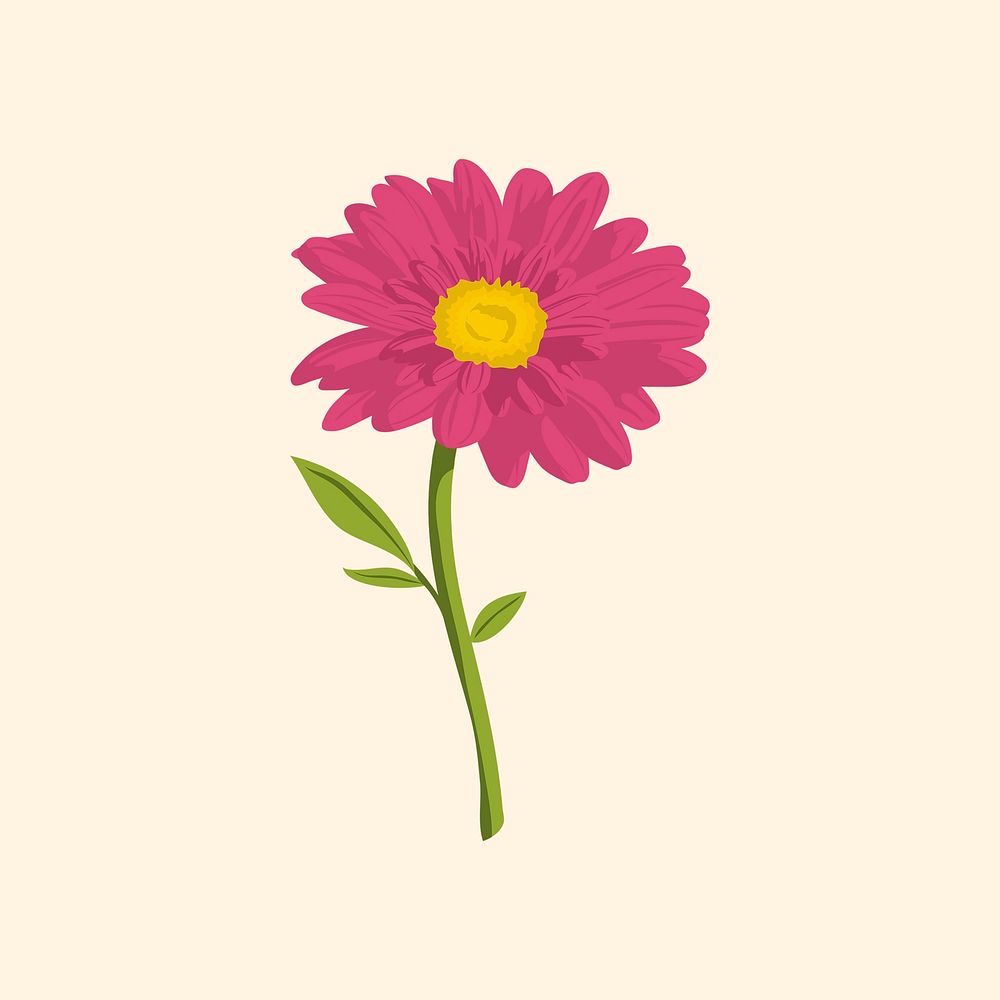 Pink gerbera sticker, feminine flower illustration vector