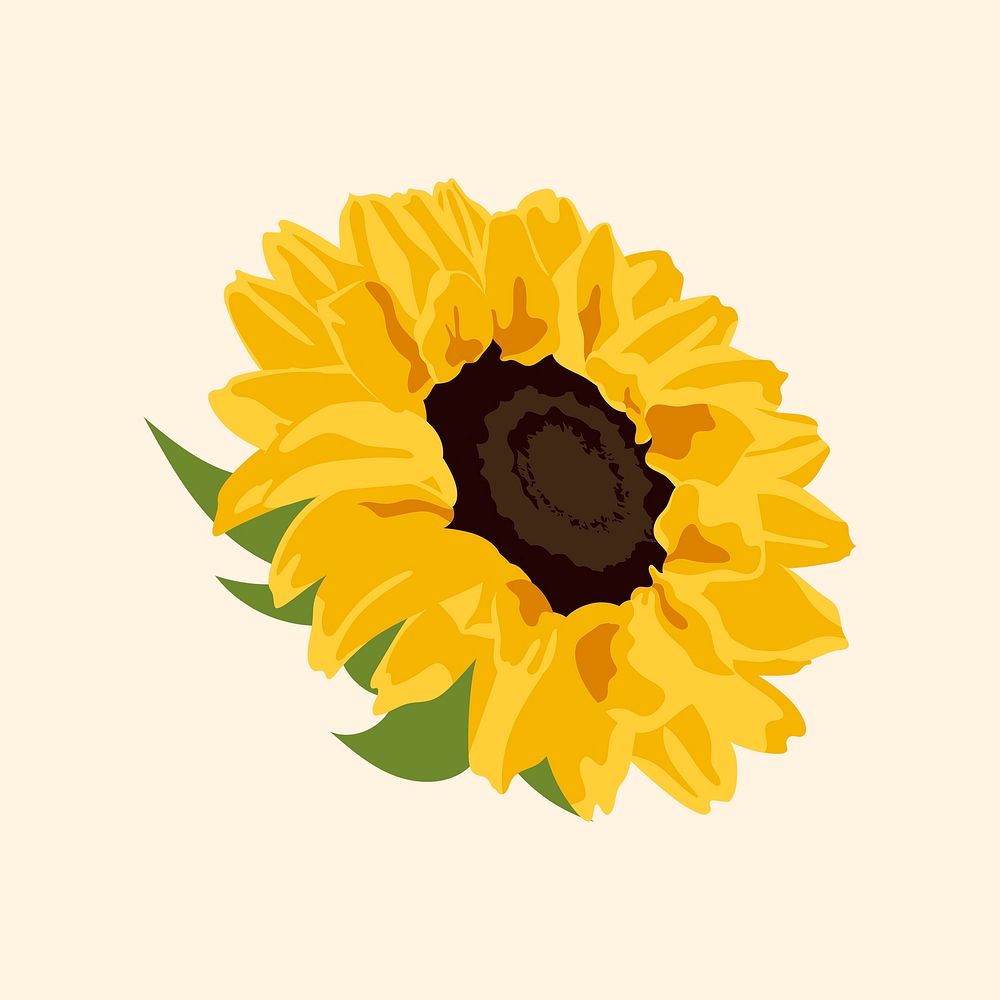 Yellow flower sticker, sunflower spring illustration psd