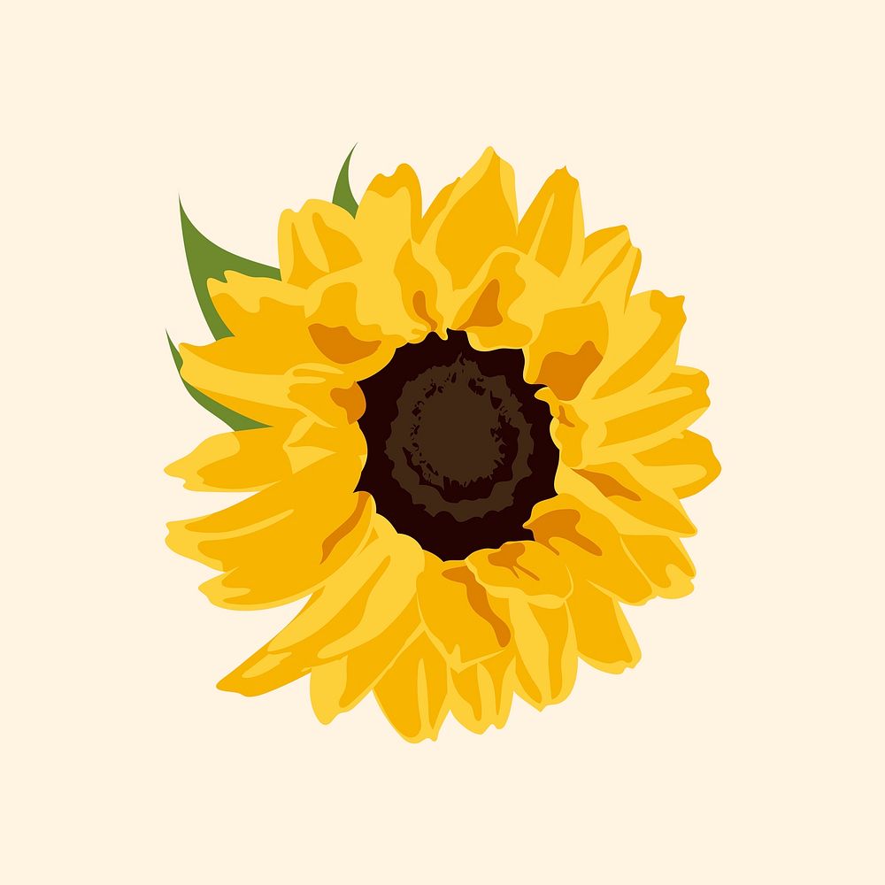 Yellow flower sticker, sunflower spring illustration vector