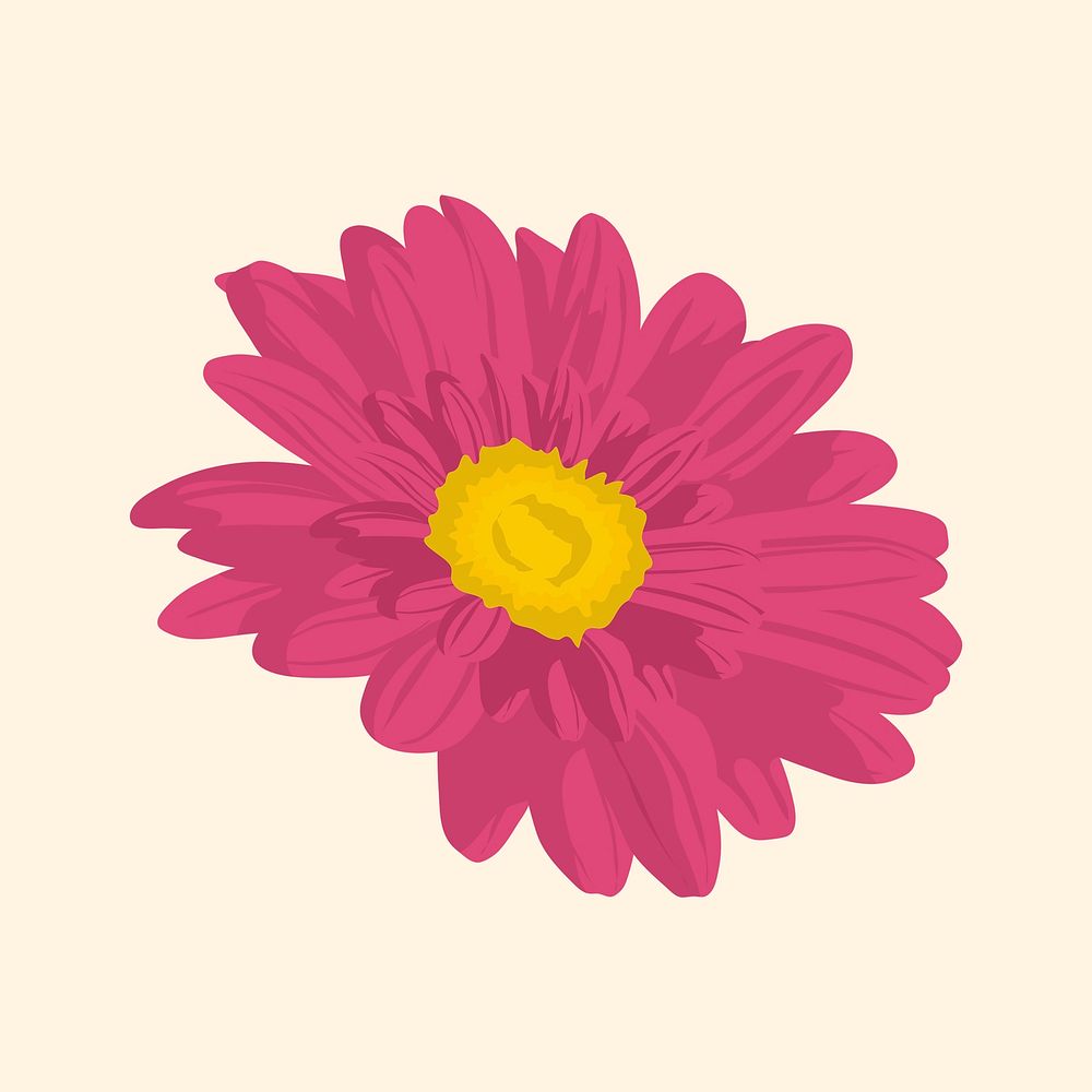 Pink gerbera sticker, feminine flower illustration psd
