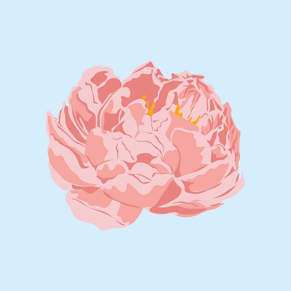 Feminine flower sticker, pastel pink peony vector