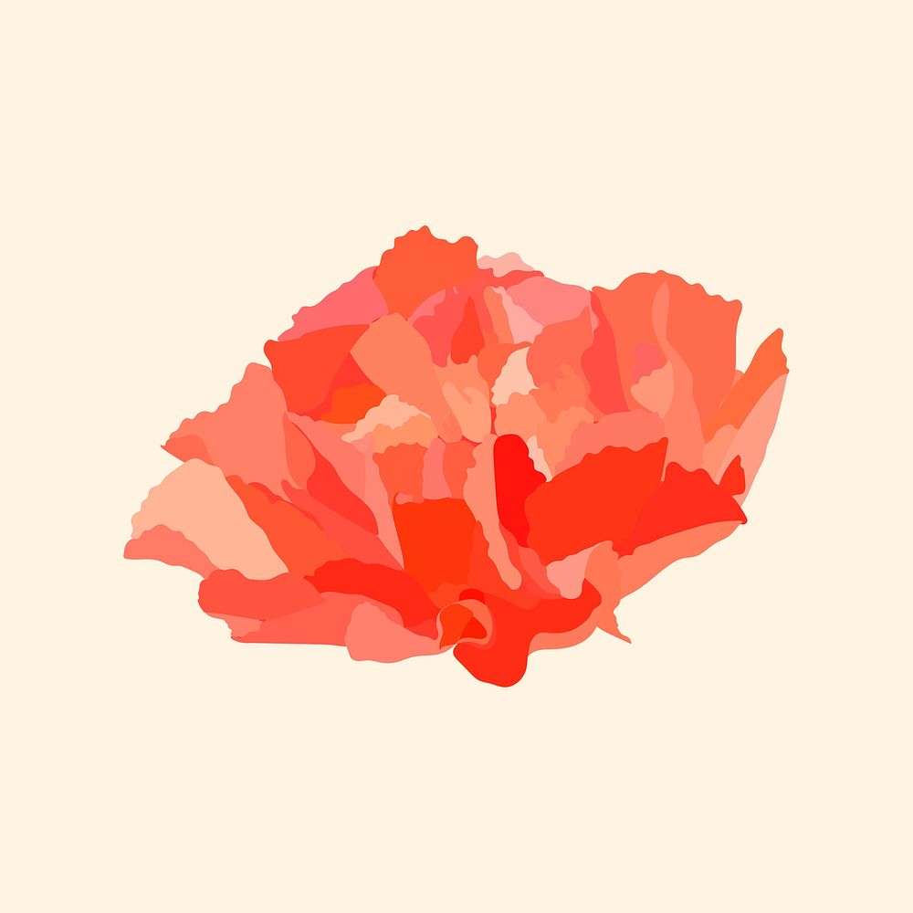 Aesthetic carnation flower sticker, red design psd