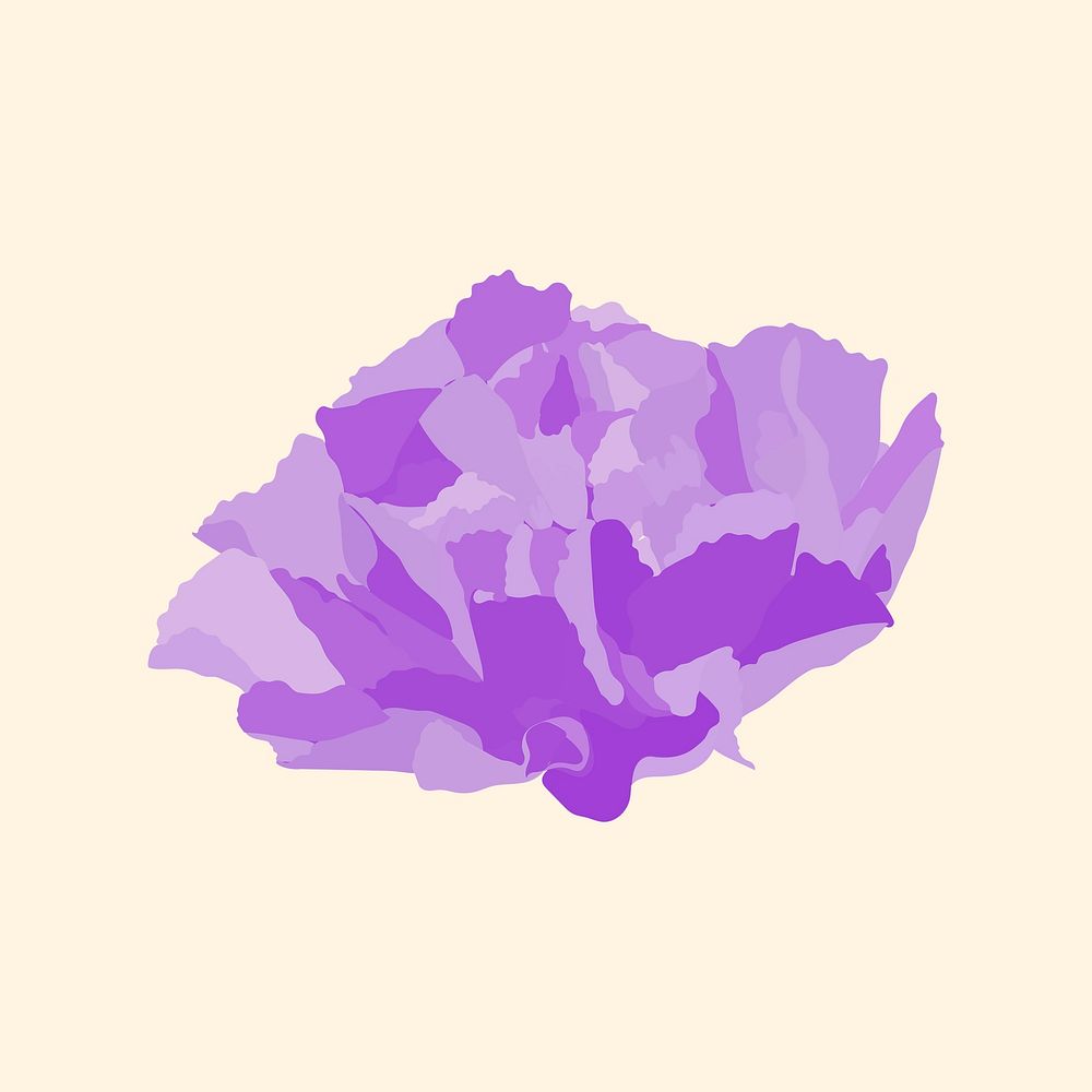 Aesthetic carnation flower sticker, purple design vector