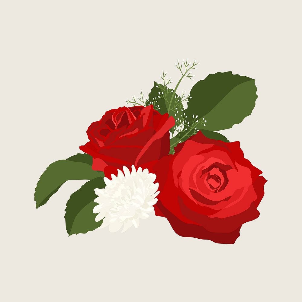 Red roses clipart, Valentine's day celebration vector