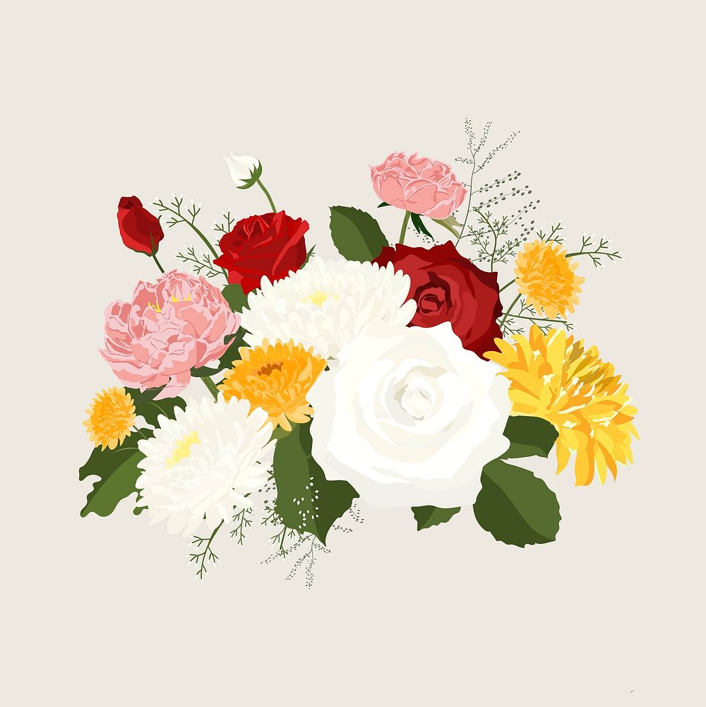 Wedding flowers clipart, table centerpiece illustration vector