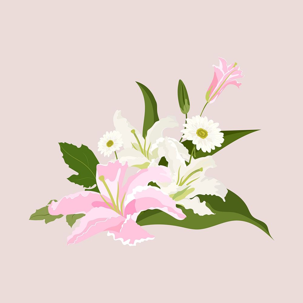 Wedding flower arrangement clipart, daisy and lily