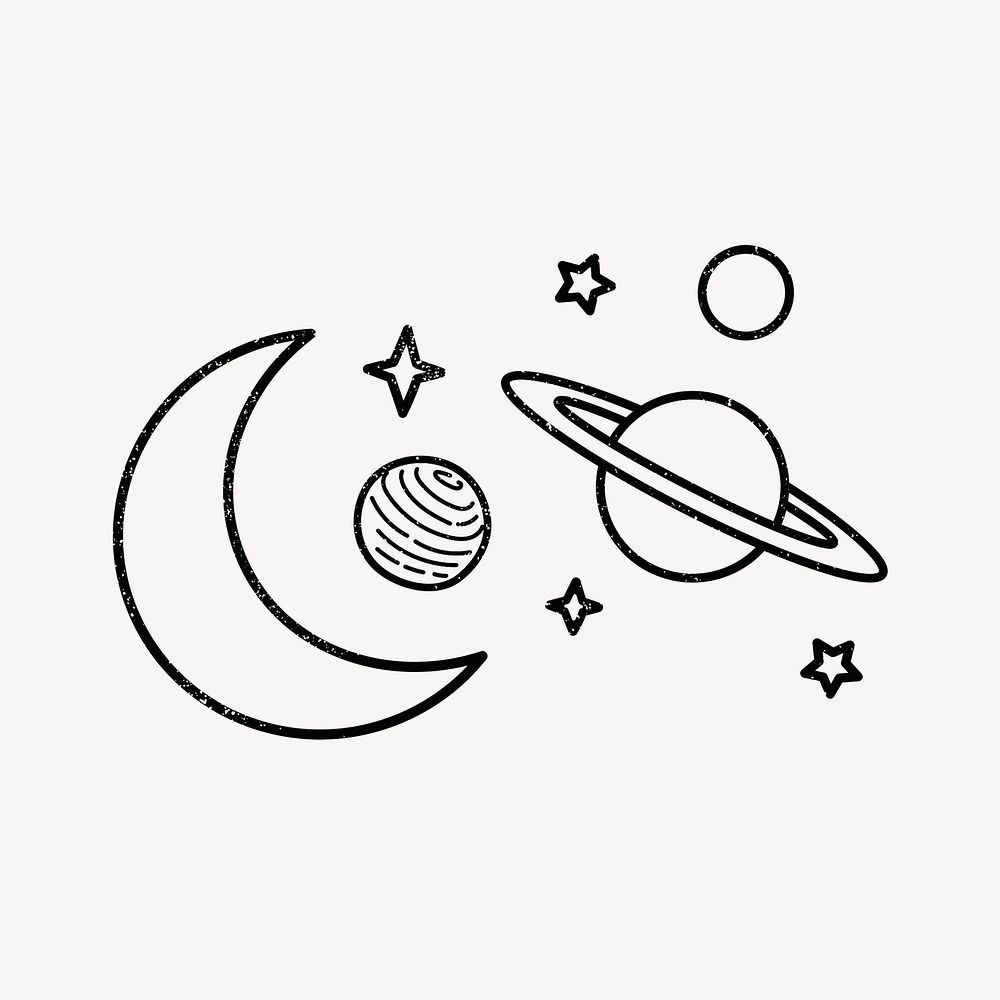 Planet doodle clipart, galaxy illustration