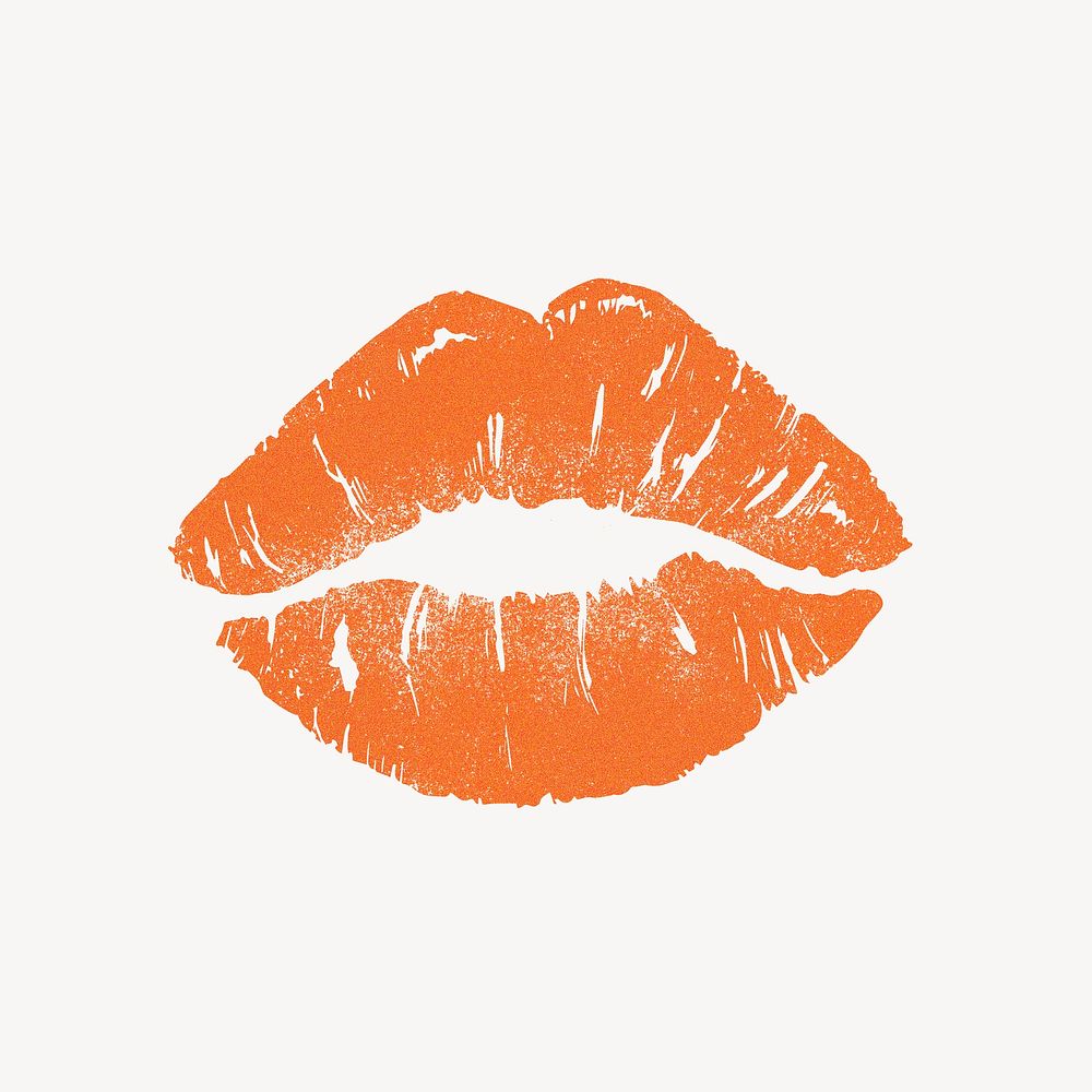 Lips illustration, orange mouth design