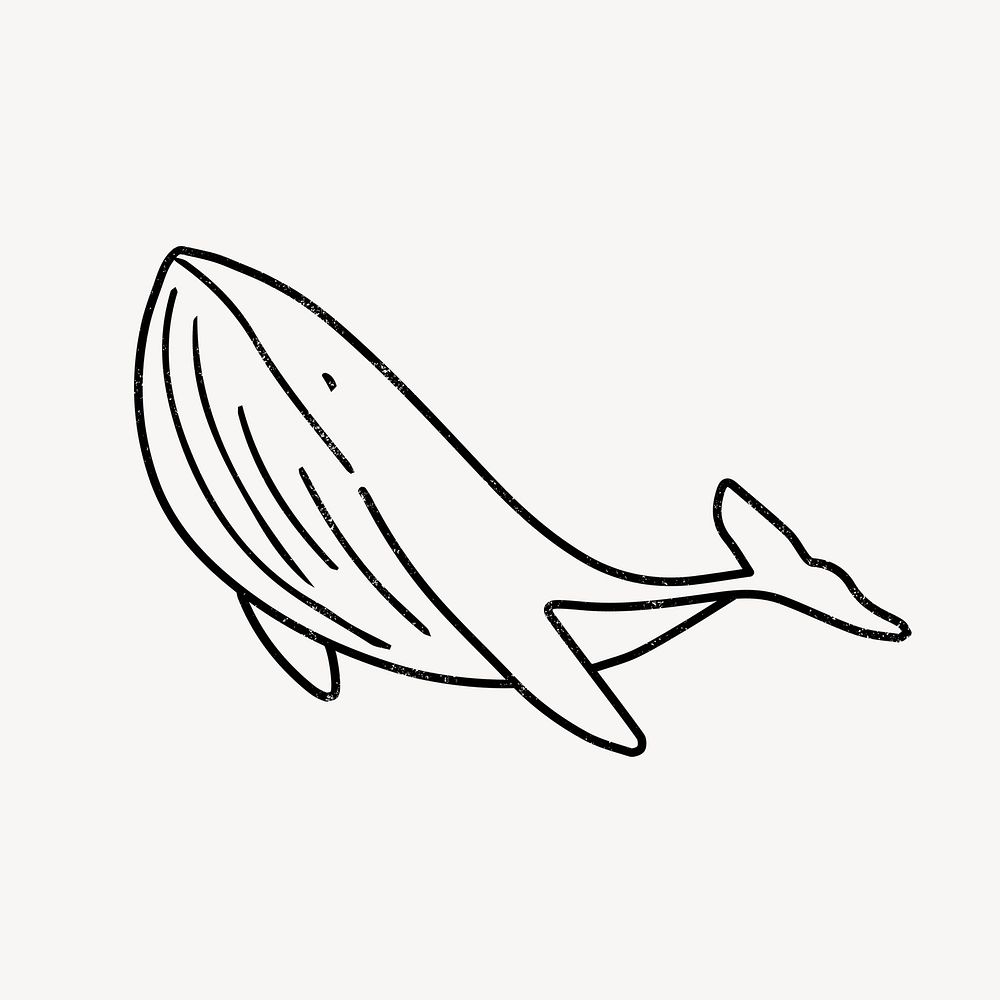 Whale doodle clipart, sea animal illustration