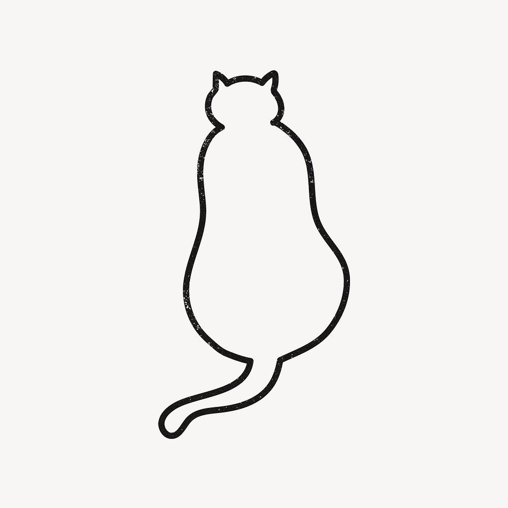 Cat line art clipart, back view illustration