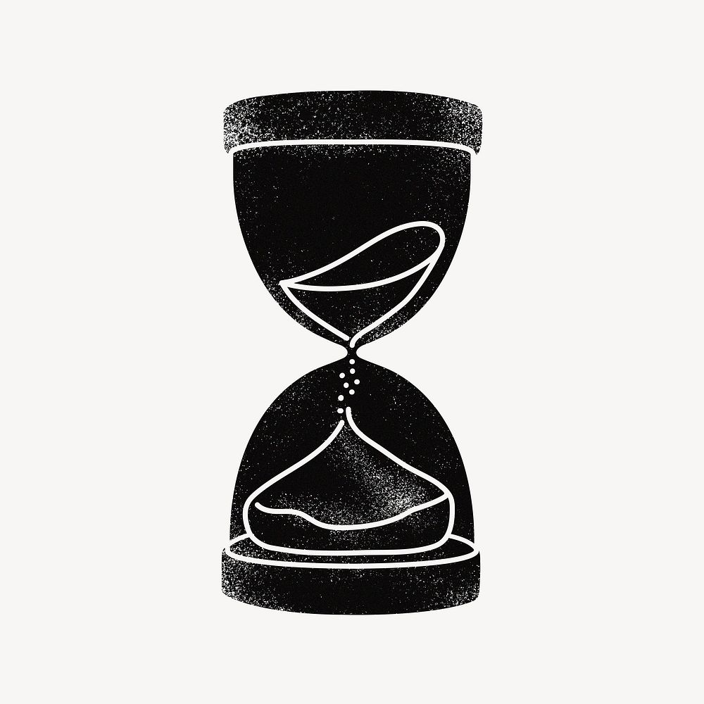 Black hourglass clipart, time management illustration