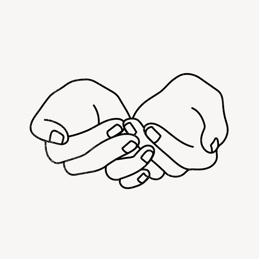 Cupped hands clipart, doodle illustration