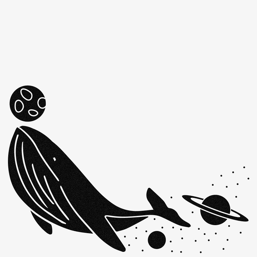 Galaxy whale border background, black surreal design