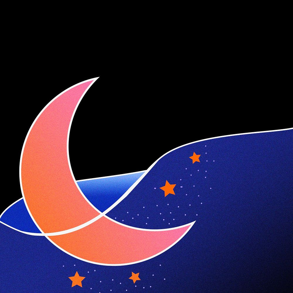 Crescent moon border background, dark night design