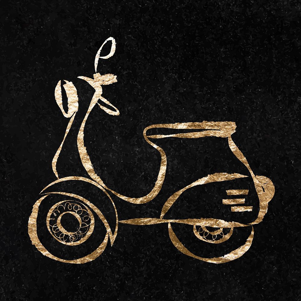 Motorcycle scooter sticker, gold aesthetic illustration vector