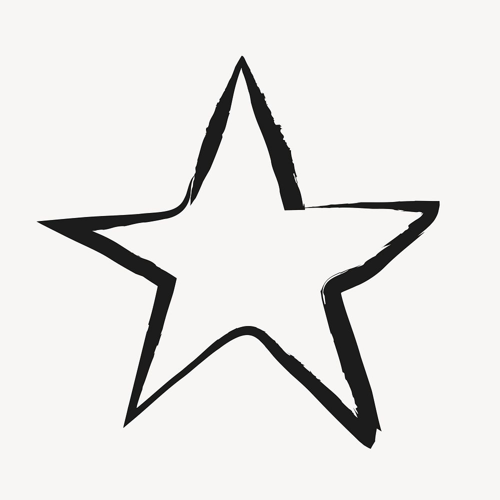 Star shape sticker, cute doodle in black vector