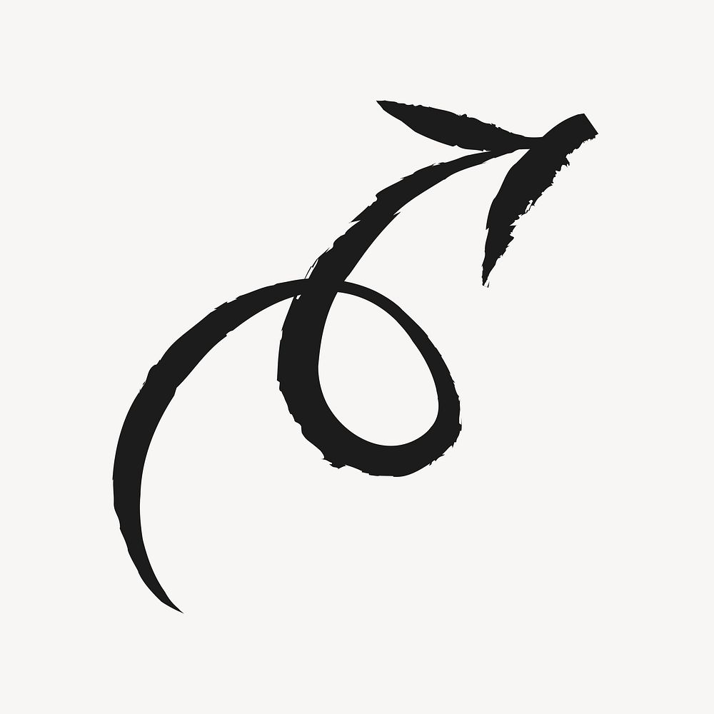 Arrow icon sticker, cute doodle in black psd