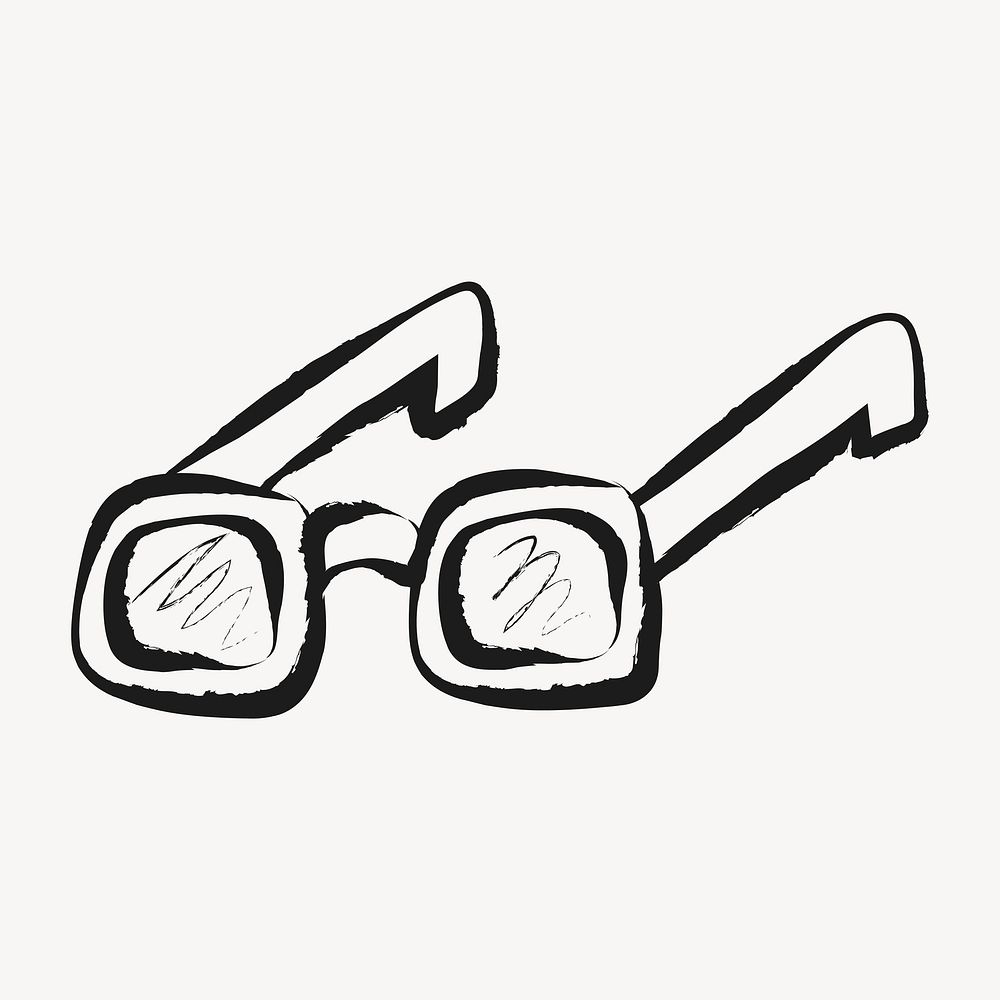 Eyeglasses sticker, cute doodle in black vector
