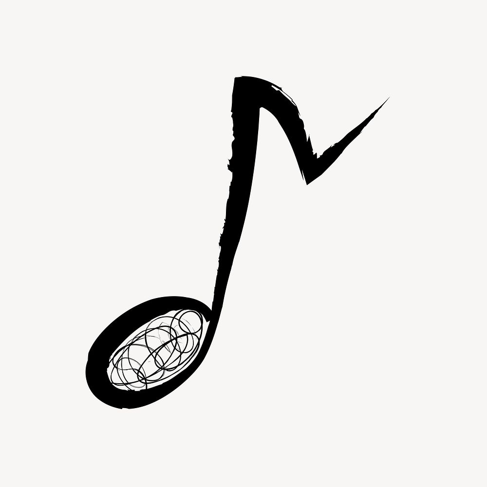 Music note sticker, cute doodle in black vector