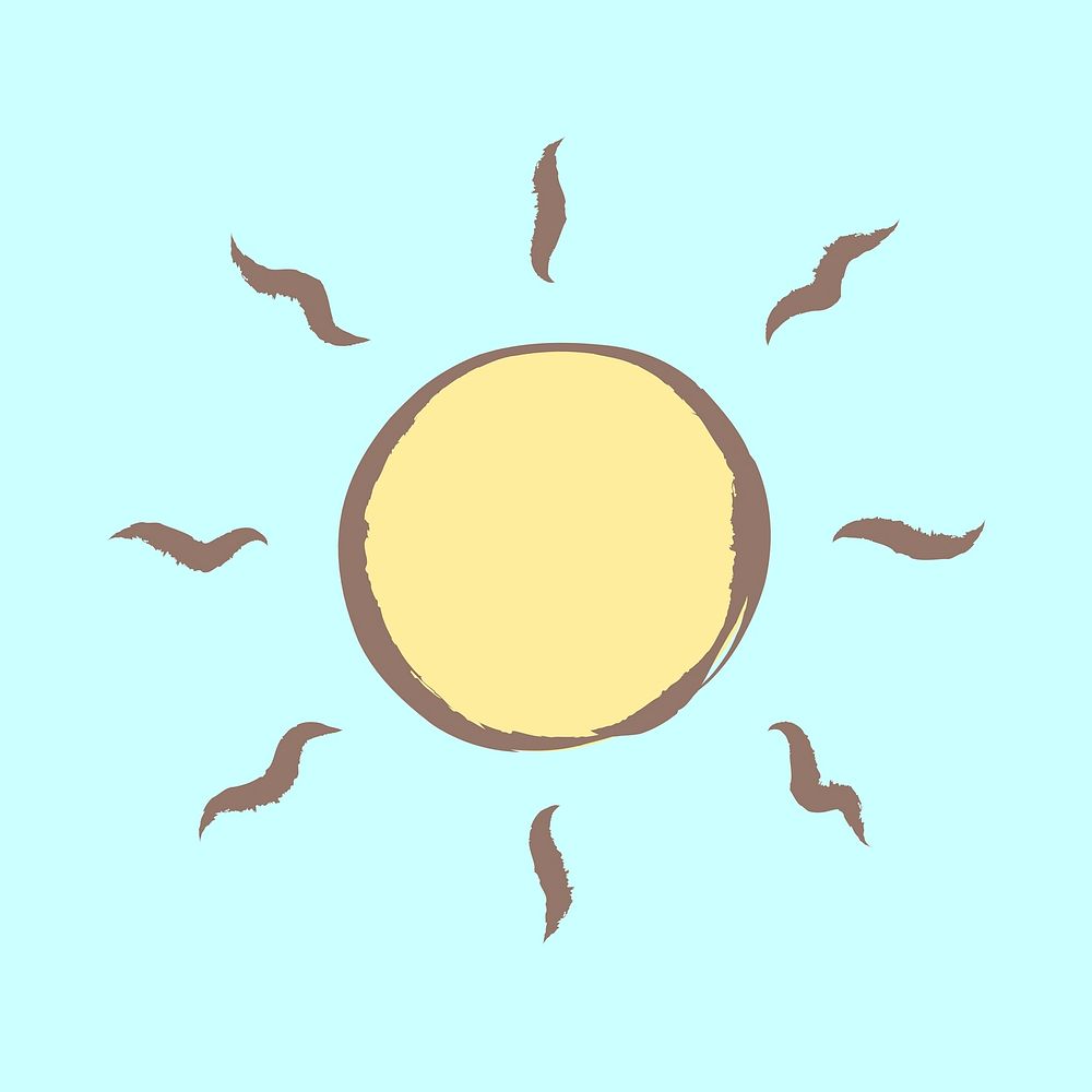 Sun, weather sticker, pastel doodle in aesthetic design vector
