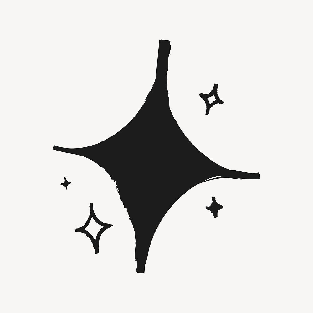 Sparkle sticker, cute doodle in black vector