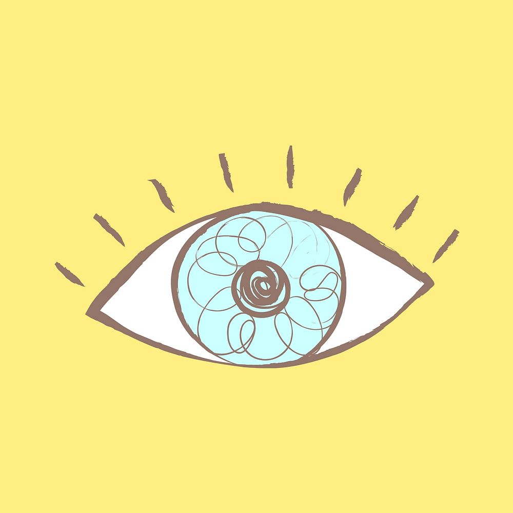 Observing eye sticker, pastel doodle in aesthetic design vector