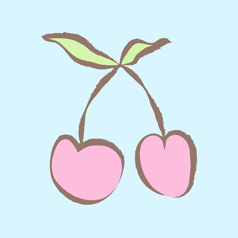 Cherry fruit sticker, pastel doodle in aesthetic design vector