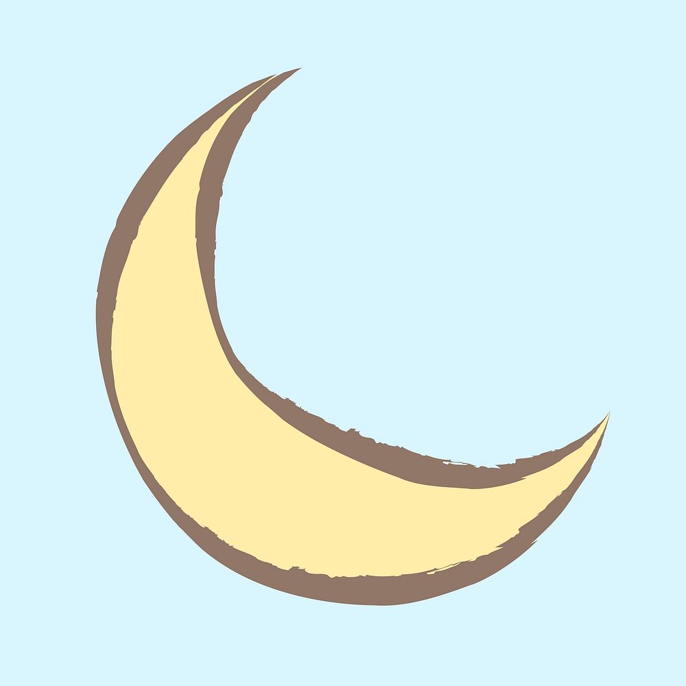Crescent moon sticker, pastel doodle in aesthetic design psd