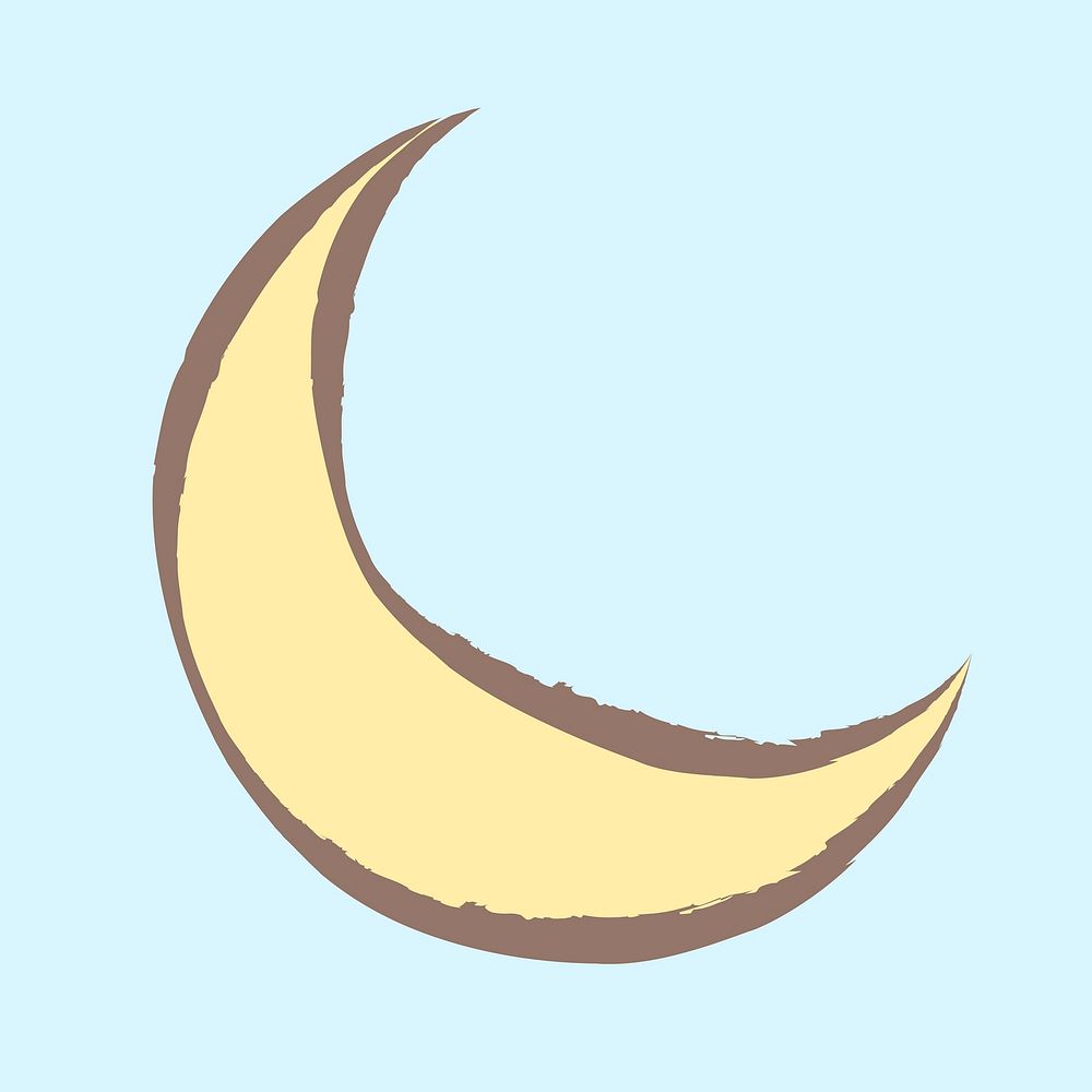 Crescent moon sticker, pastel doodle in aesthetic design vector