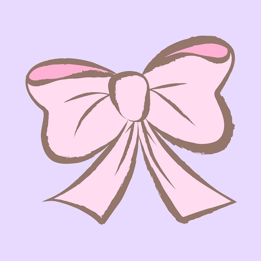 Hairbow sticker, pastel doodle in aesthetic design vector