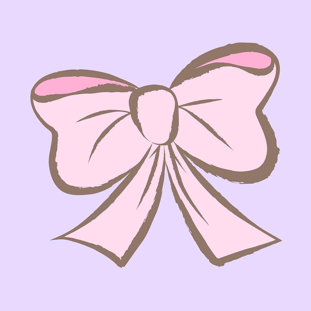 Hairbow sticker, pastel doodle in aesthetic design psd