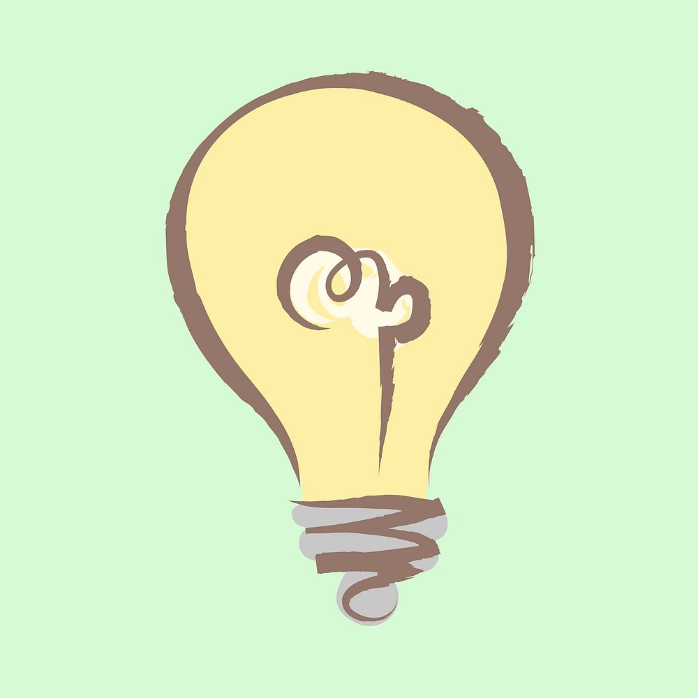 Light bulb sticker, pastel doodle in aesthetic design vector
