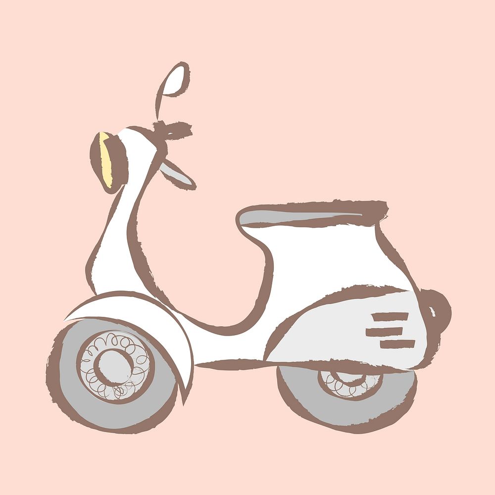 Motorcycle scooter sticker, pastel doodle in aesthetic design vector