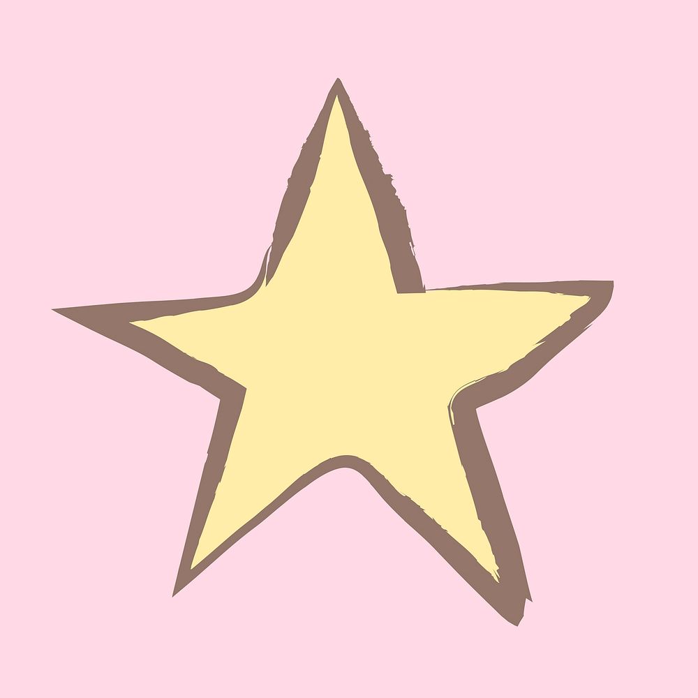 Star shape sticker, pastel doodle in aesthetic design vector