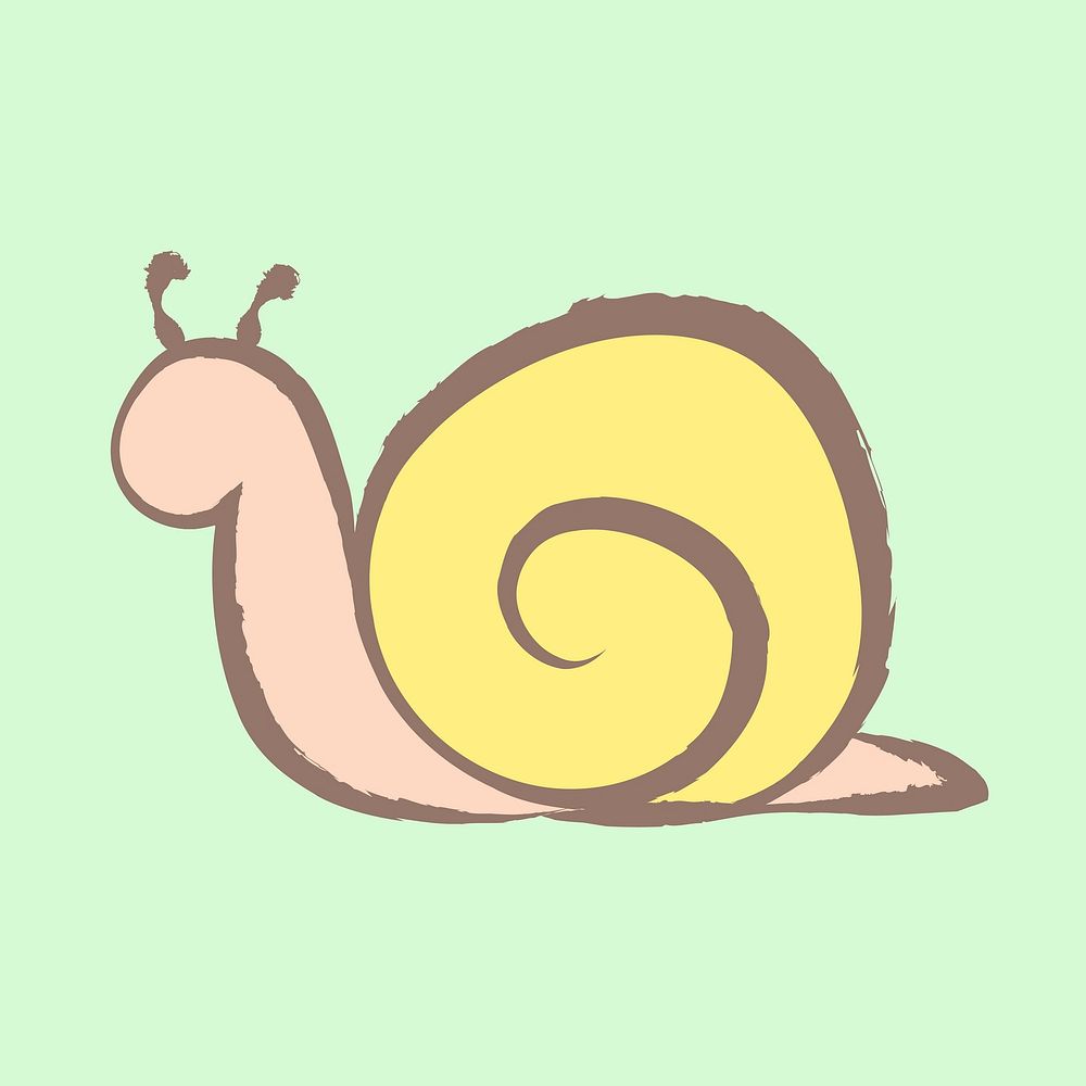 Yellow snail sticker, pastel doodle in aesthetic design vector
