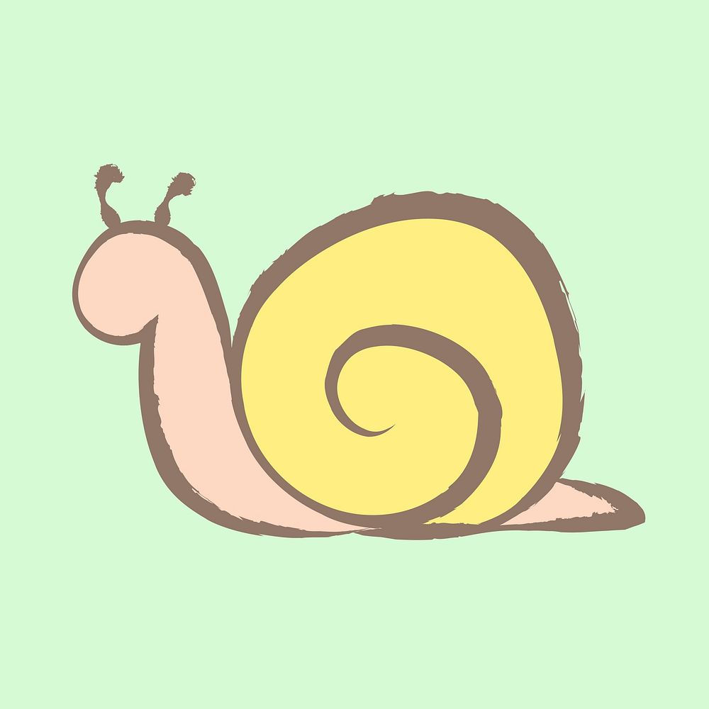 Yellow snail sticker, pastel doodle in aesthetic design psd