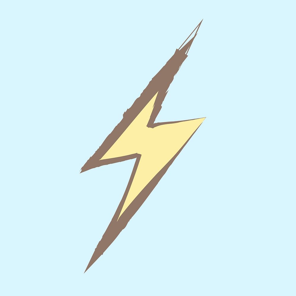 Lightning bolt sticker, pastel doodle in aesthetic design psd