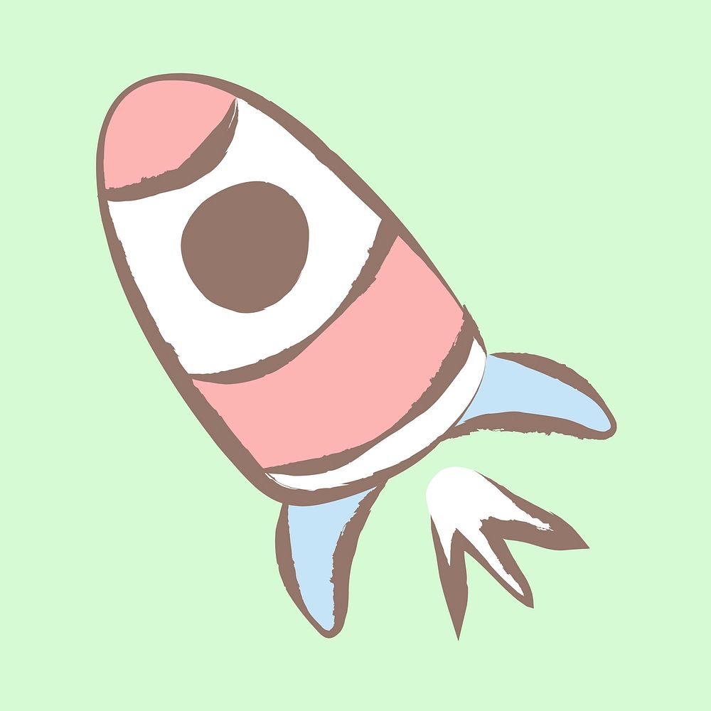 Space rocket sticker, pastel doodle in aesthetic design vector