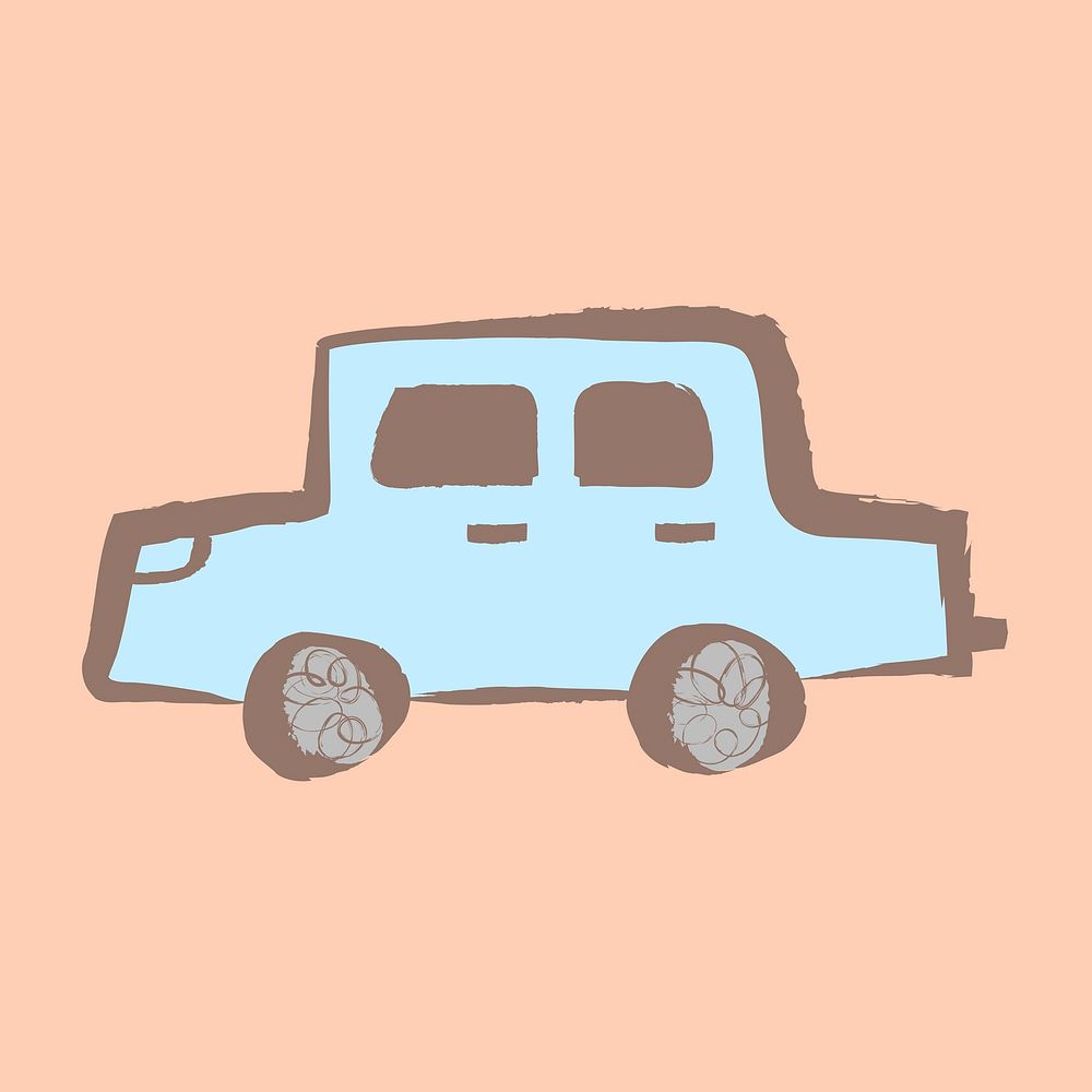 Car, vehicle sticker, pastel doodle in aesthetic design vector