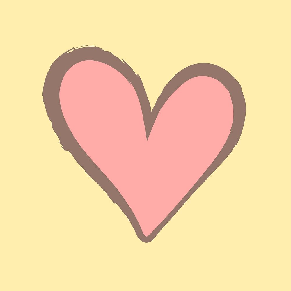 Valentine's heart sticker, pastel doodle in aesthetic design vector
