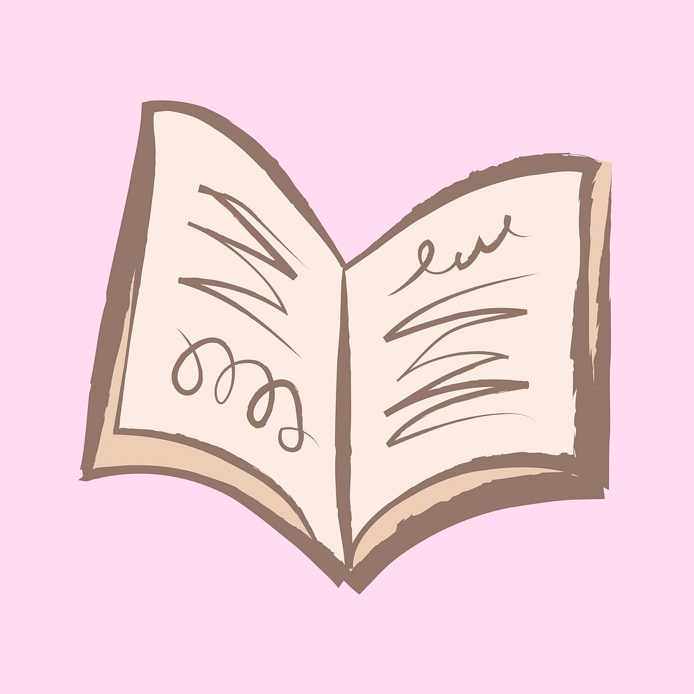Open book sticker, pastel doodle in aesthetic design vector