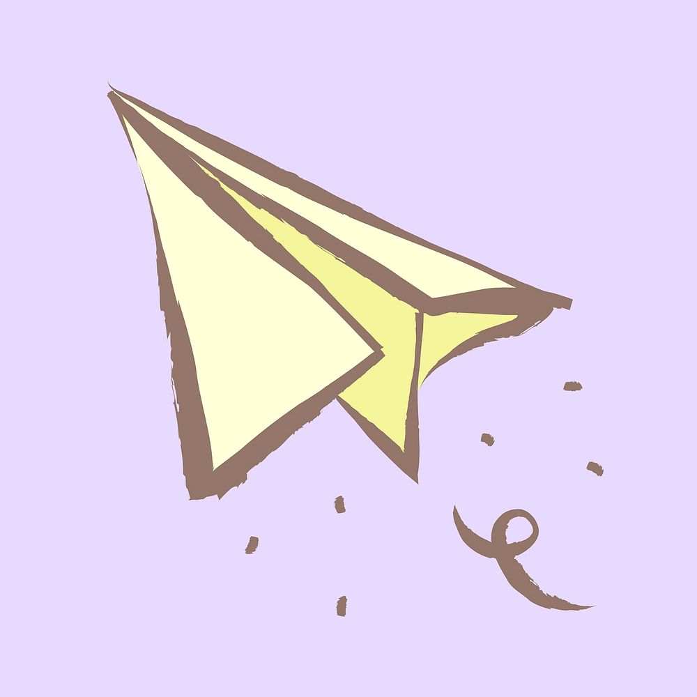 Paper plane sticker, pastel doodle in aesthetic design vector