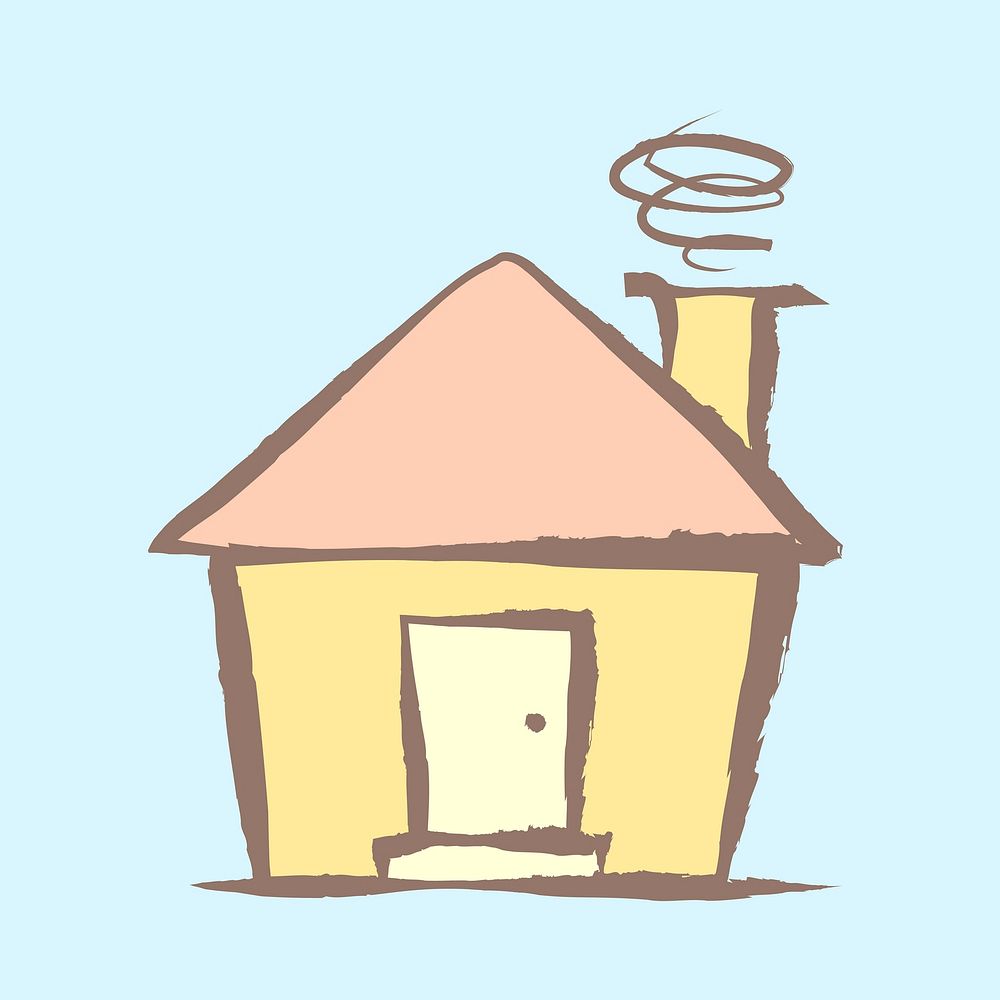 House sticker, pastel doodle in aesthetic design vector