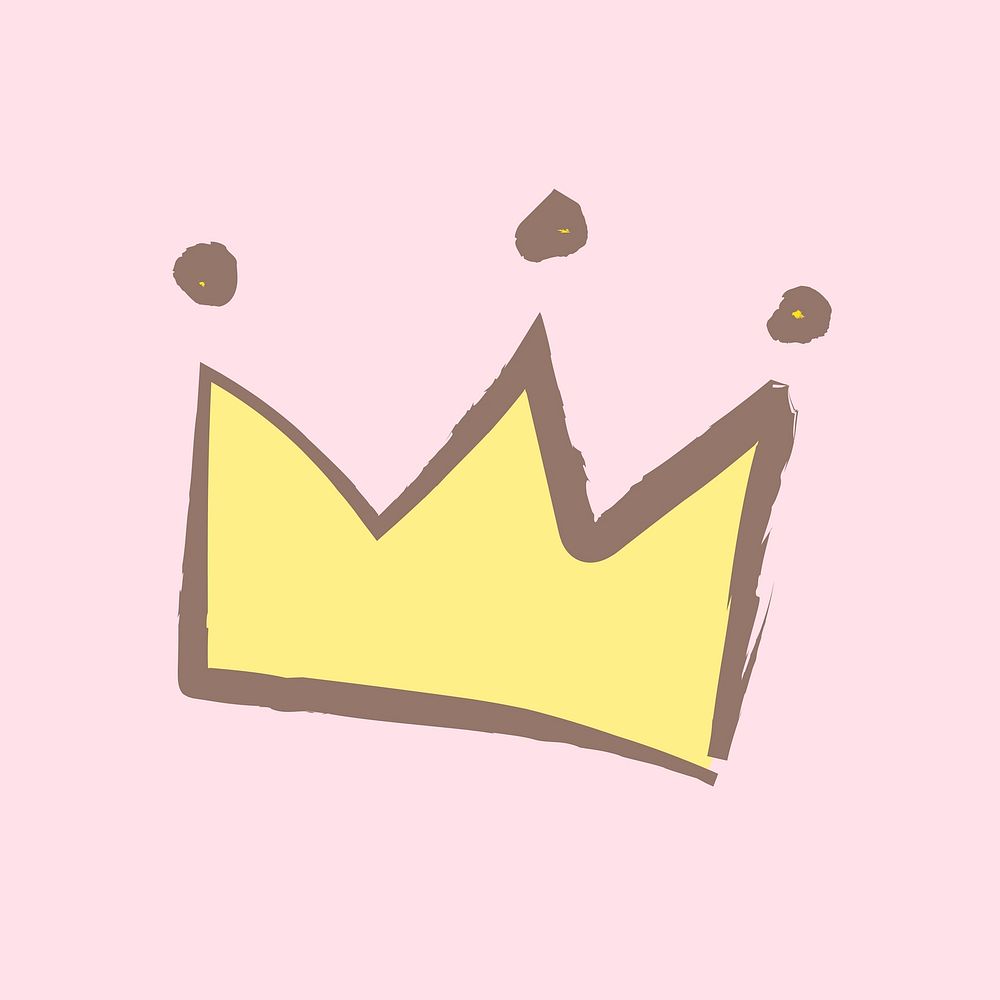 Crown sticker, pastel doodle in aesthetic design vector