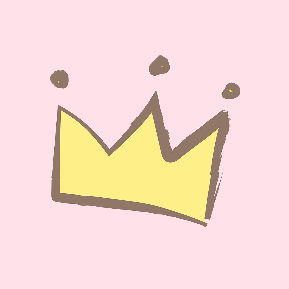 Crown sticker, pastel doodle in aesthetic design psd