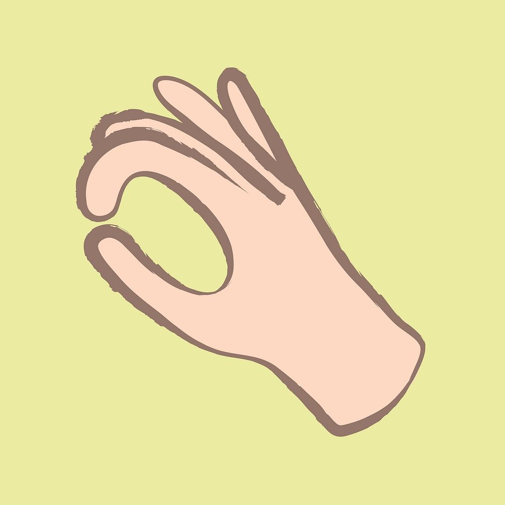 Okay hand sign sticker, pastel doodle in aesthetic design vector