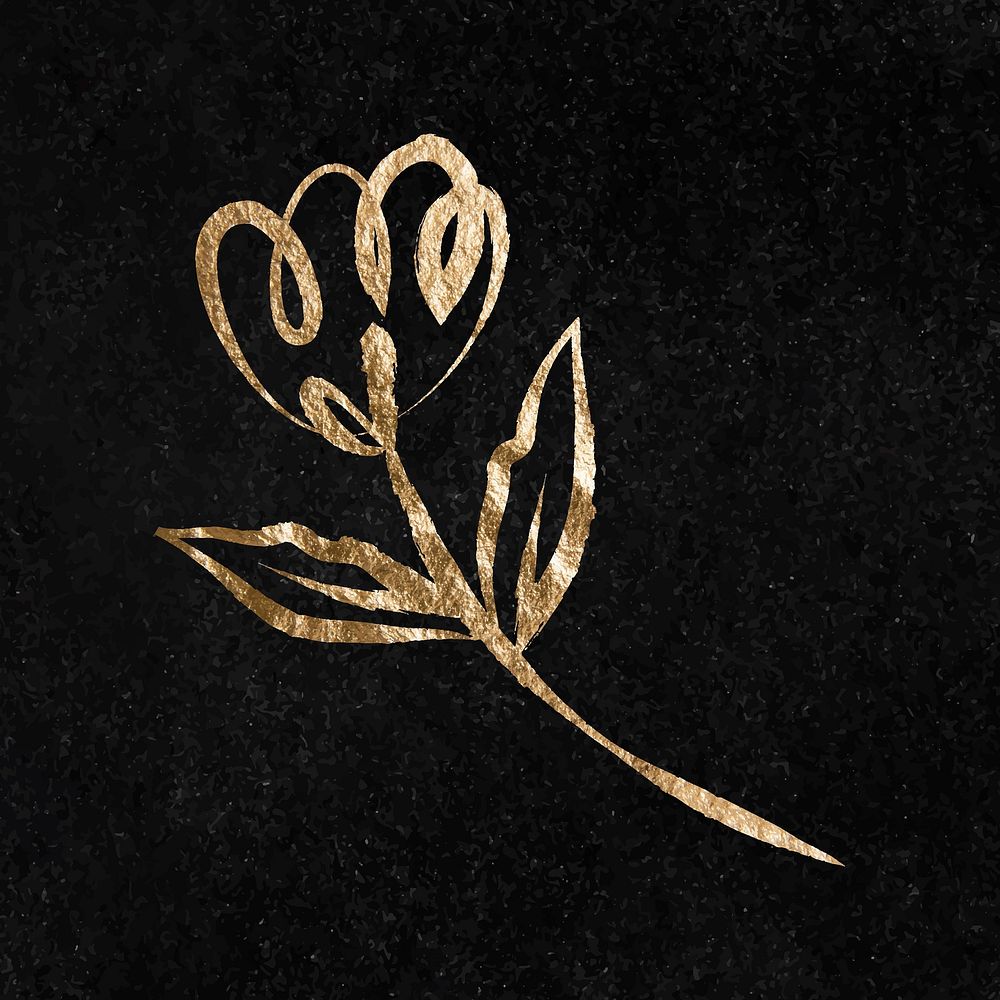 Tulip flower sticker, gold aesthetic illustration vector